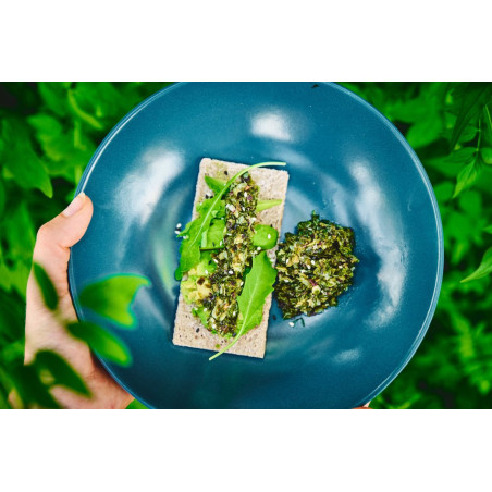 belle assiette de tartare d'algue frais cru tartinade