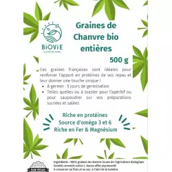 Graines de Chanvre Bio Entières - 500g