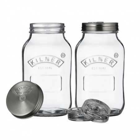 Jarre de lactofermentation en verre avec valve 2x1L Kilner Jarre de lactofermentation en verre avec valve 2x1L Kilner
