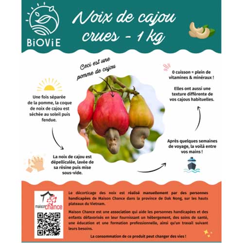 Étiquette Noix de cajou crues équitables Maison Chance Étiquette Noix de cajou crues équitables Maison Chance