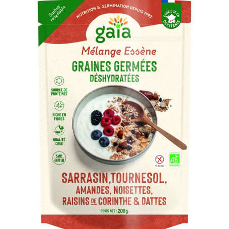graines activées + fruits, packaging, Gaïa