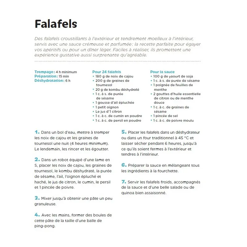 recette falafel tirée du livre "algues au quotidien"