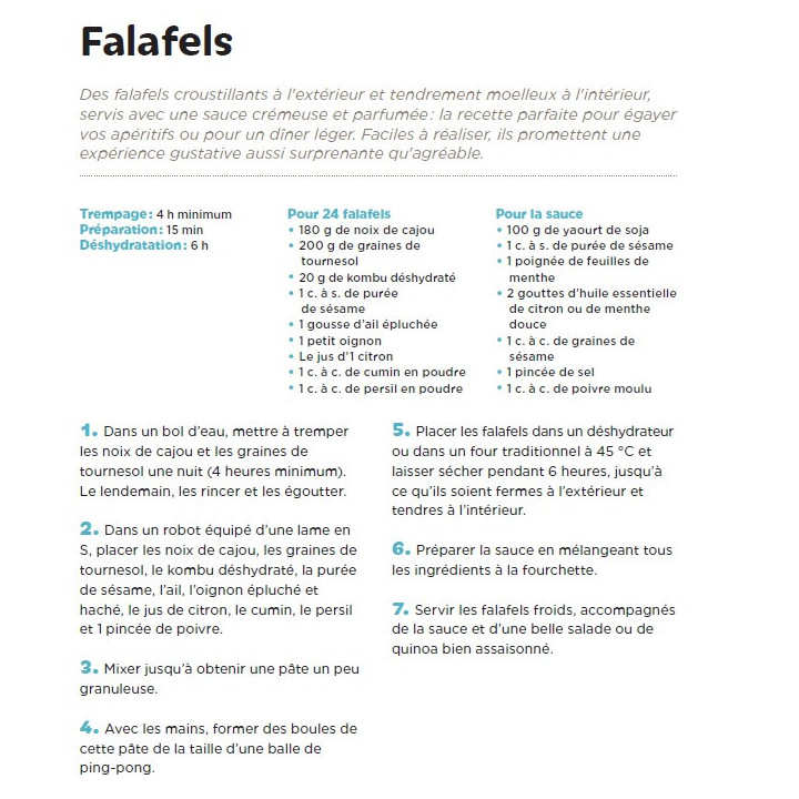 Receita de falafel retirada do livro "algas no dia a dia"