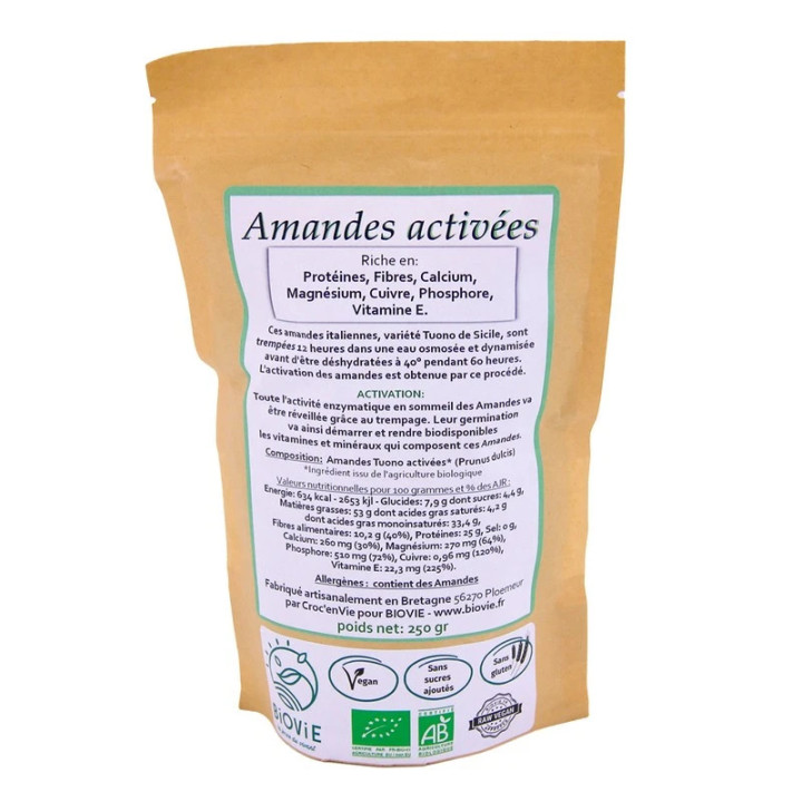 Aktivierte ganze Bio-Tuono-Mandeln (250 g/1 kg) | Biovie