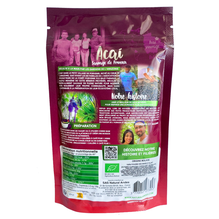 Polvo de Açaí liofilizado BIO y de comercio justo - 80g