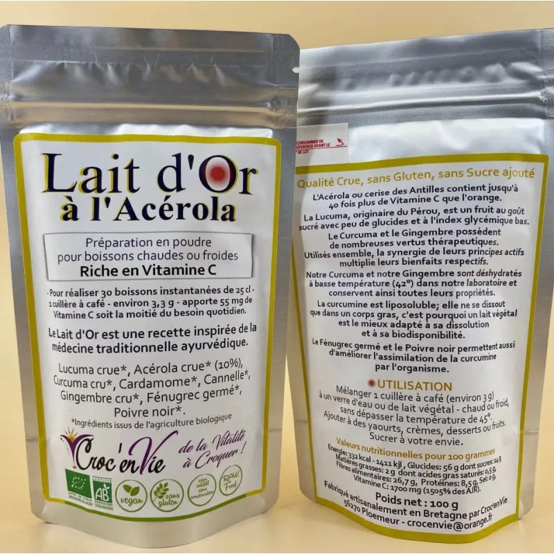 Packaging lait d'or acérola