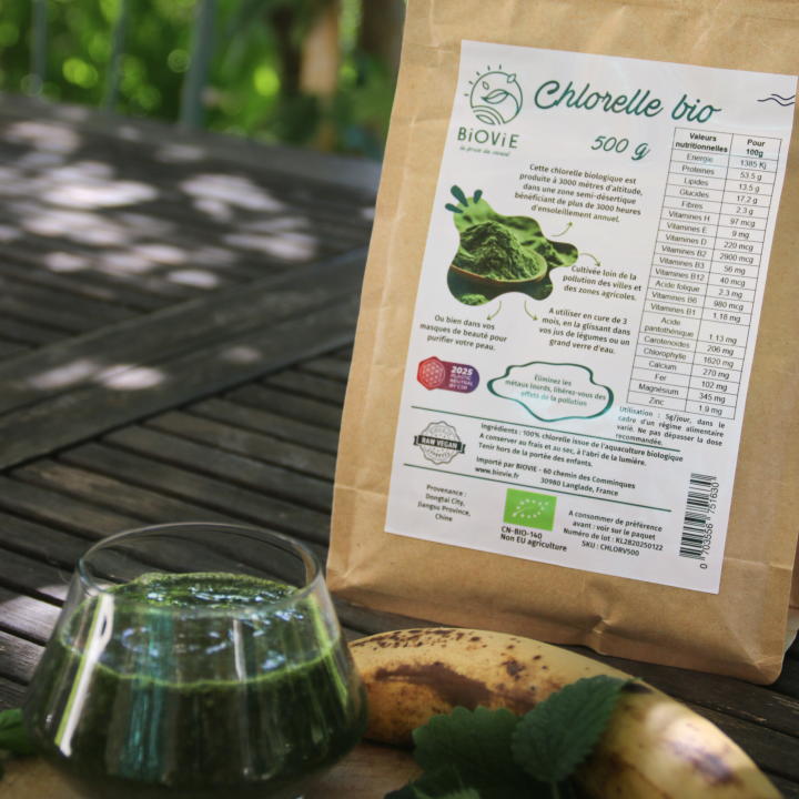 Organic Chlorella Powder 500g - Proteins, Iron, and B12 | Biovie