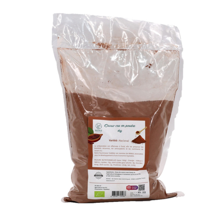Pó de cacau cru orgânico (variedade Nacional)