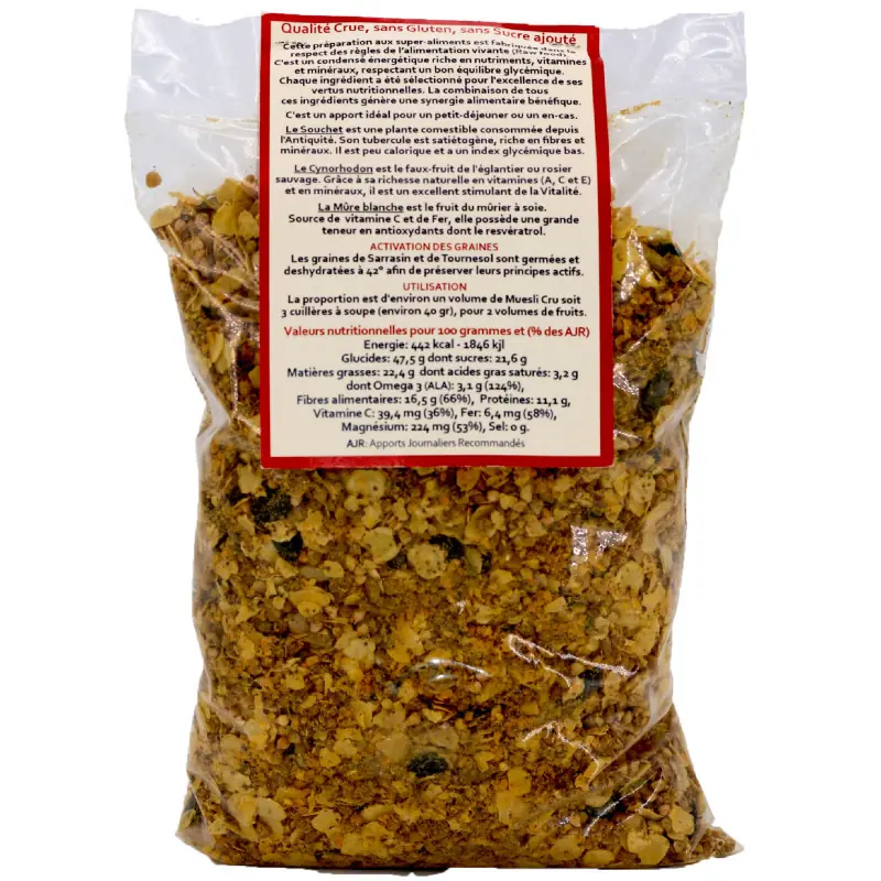 muesli aux mure blanches cynorhodon cru 1KG DOS