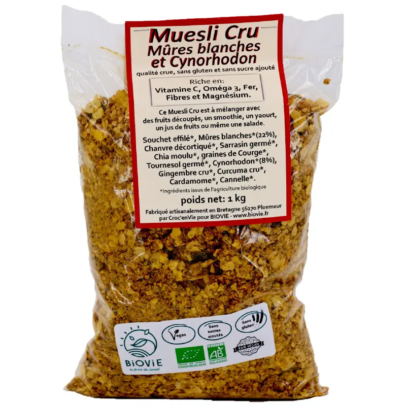 muesli aux mure blanches cynorhodon cru 1KG