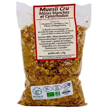 muesli aux mure blanches cynorhodon cru 1KG