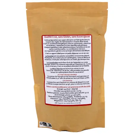 muesli aux mure blanches cynorhodon cru 500G dos muesli aux mure blanches cynorhodon cru 500G dos