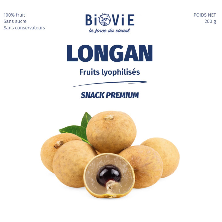 Longan liofilizado (olho de dragão) sem açúcar adicionado | Biovie