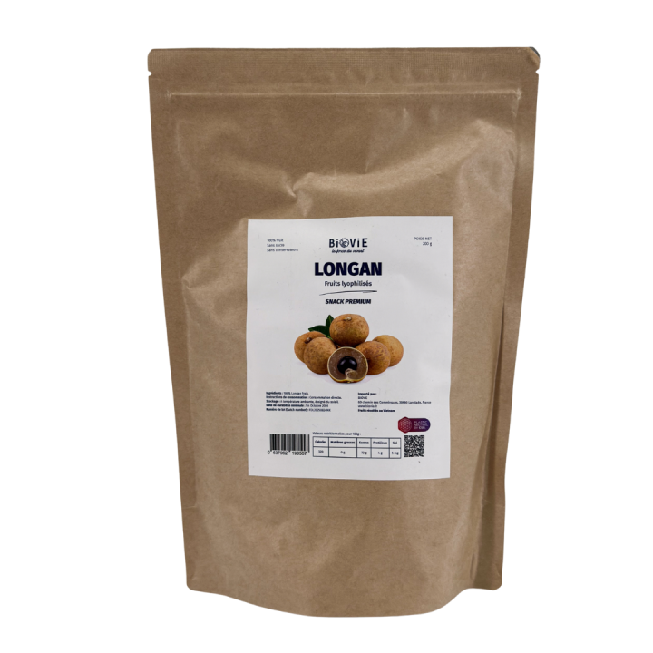 Longan liofilizado (olho de dragão) sem açúcar adicionado | Biovie