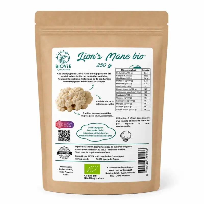 Soplówka jeżowata (Lion's Mane) w proszku BIO (250 g)