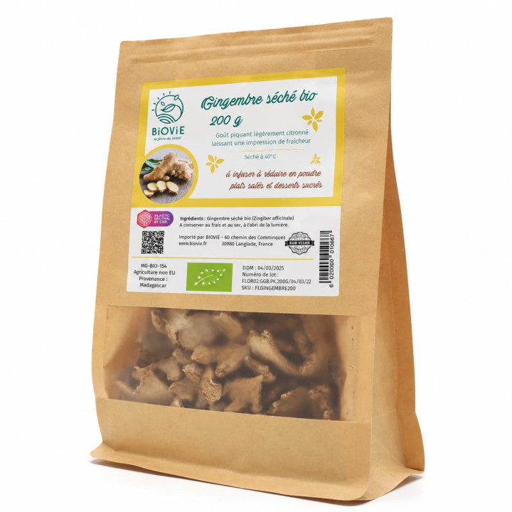 Organic dried ginger slices (low temperature) | Biovie
