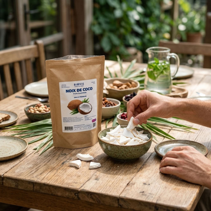 Noix de coco lyophilisée sans sucre ajouté, croquante | Biovie