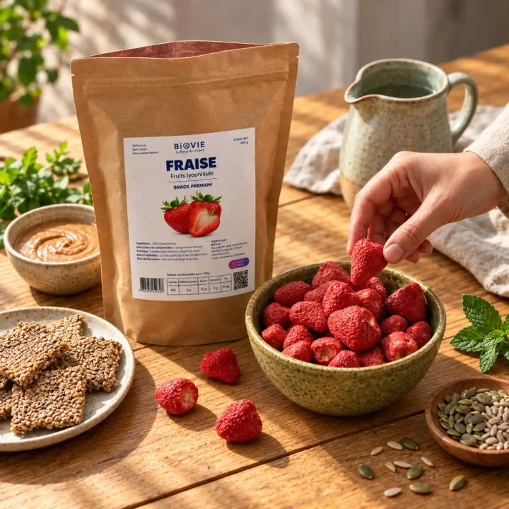 Gefriergetrocknete Erdbeeren 200 g, ohne Zuckerzusatz | Biovie