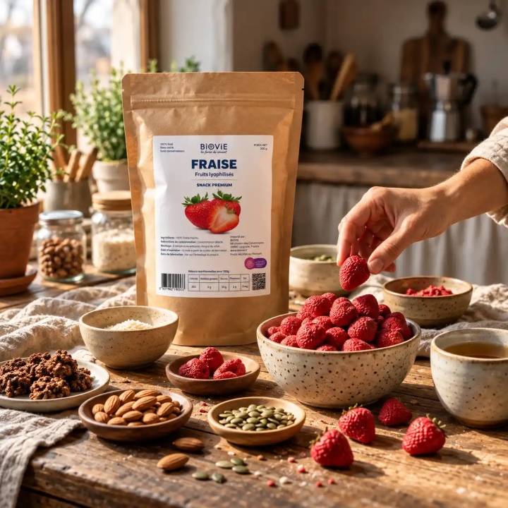 Fragole liofilizzate 200 g, senza zuccheri aggiunti | Biovie