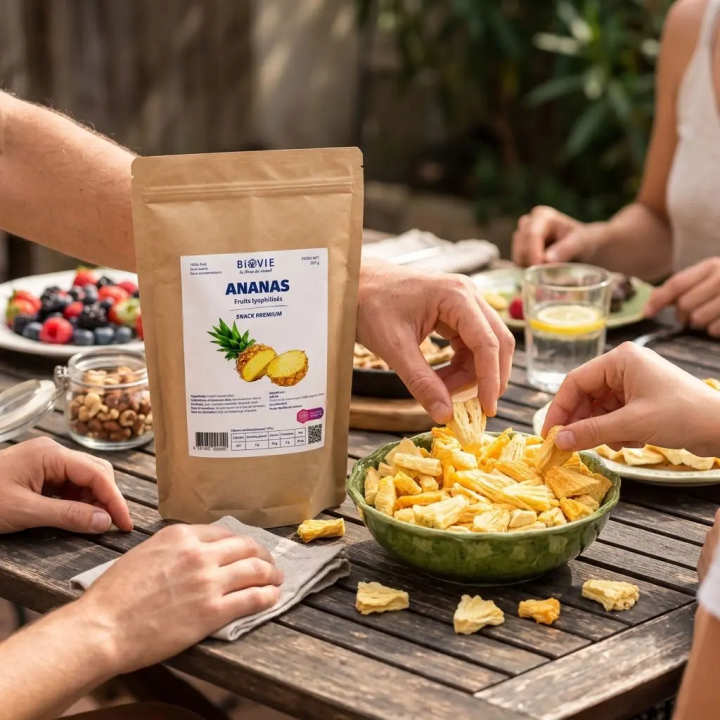 Gevriesdroogde ananas zonder toegevoegde suiker, 200 g | Biovie