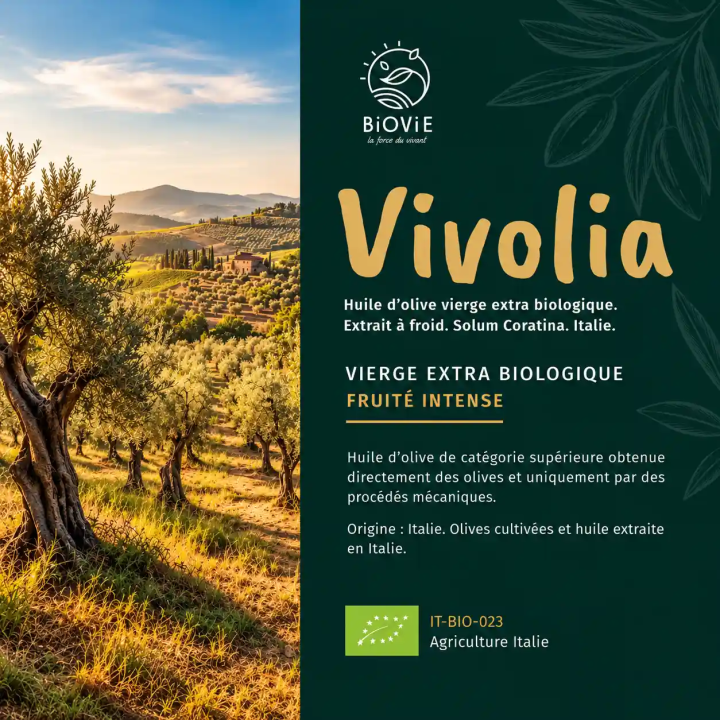 Biovie Vivolia, organic extra virgin olive oil Coratina | 3 L & 100 ml