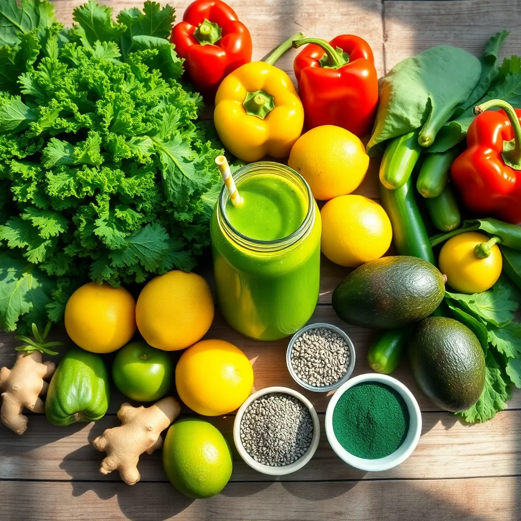 Aliments détox colorés et frais