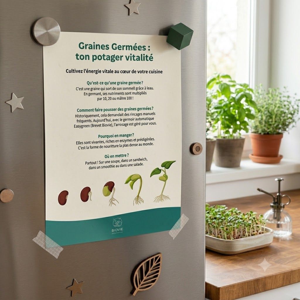 Ficha EDU Biovie imantada en una nevera