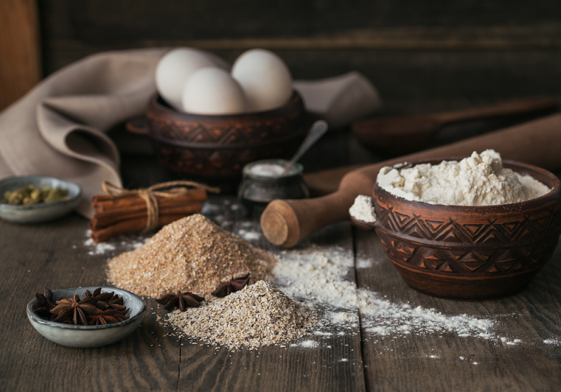 Ingrédients pour la pâtisserie crue