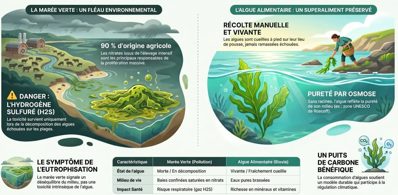 Marée verte et algue alimentaire