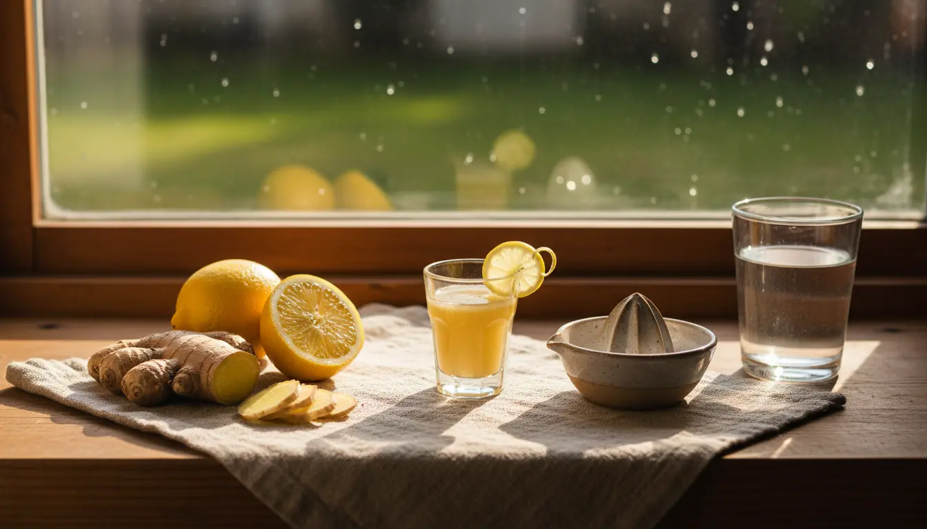 Shot matinal de gingembre et citron