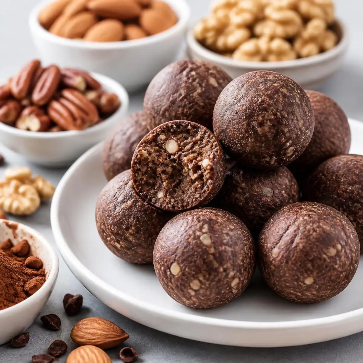 Boules d'énergie crues au cacao et à l'amaretto