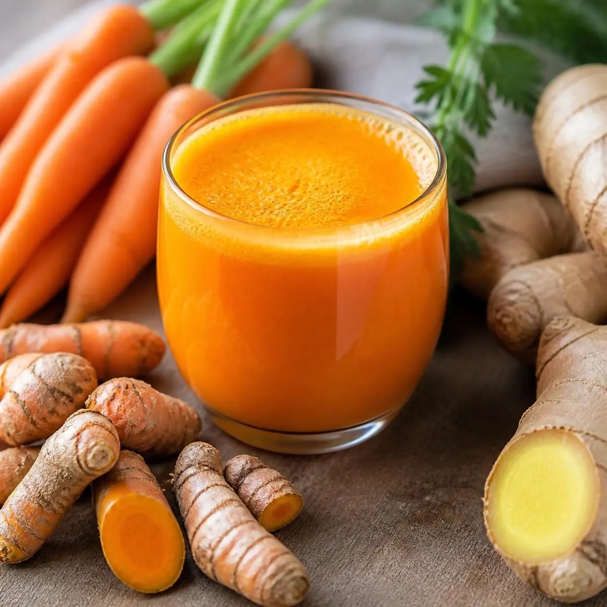 Jus de carotte, curcuma, gingembre et citron