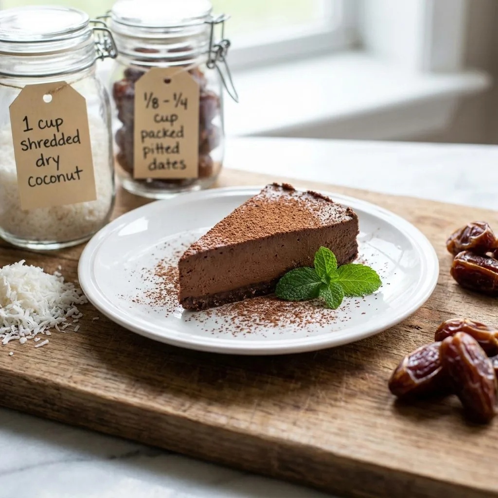 Tarte-mousse au chocolat et à l'avocat, croûte coco-macadamia