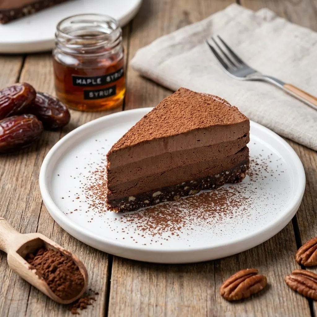 Petits cheesecakes crus triple chocolat, croûte de pécan