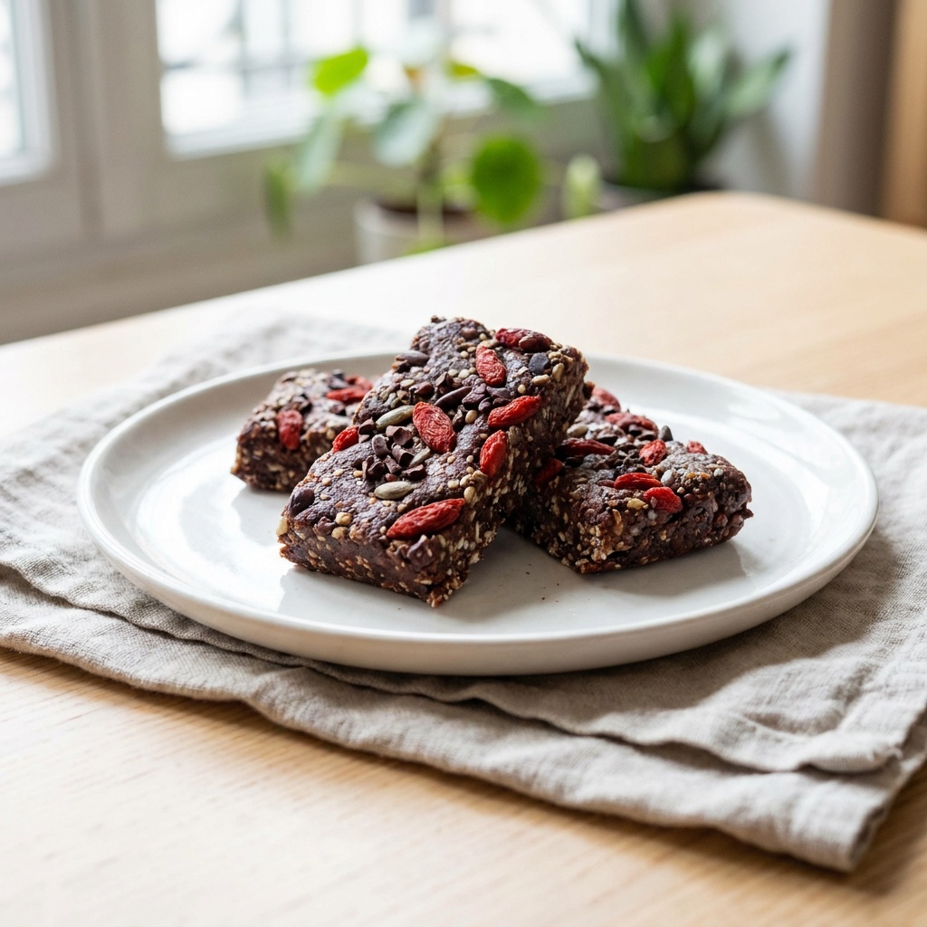 Bol goji, grué de cacao et myrtilles pour le creux de 16 heures