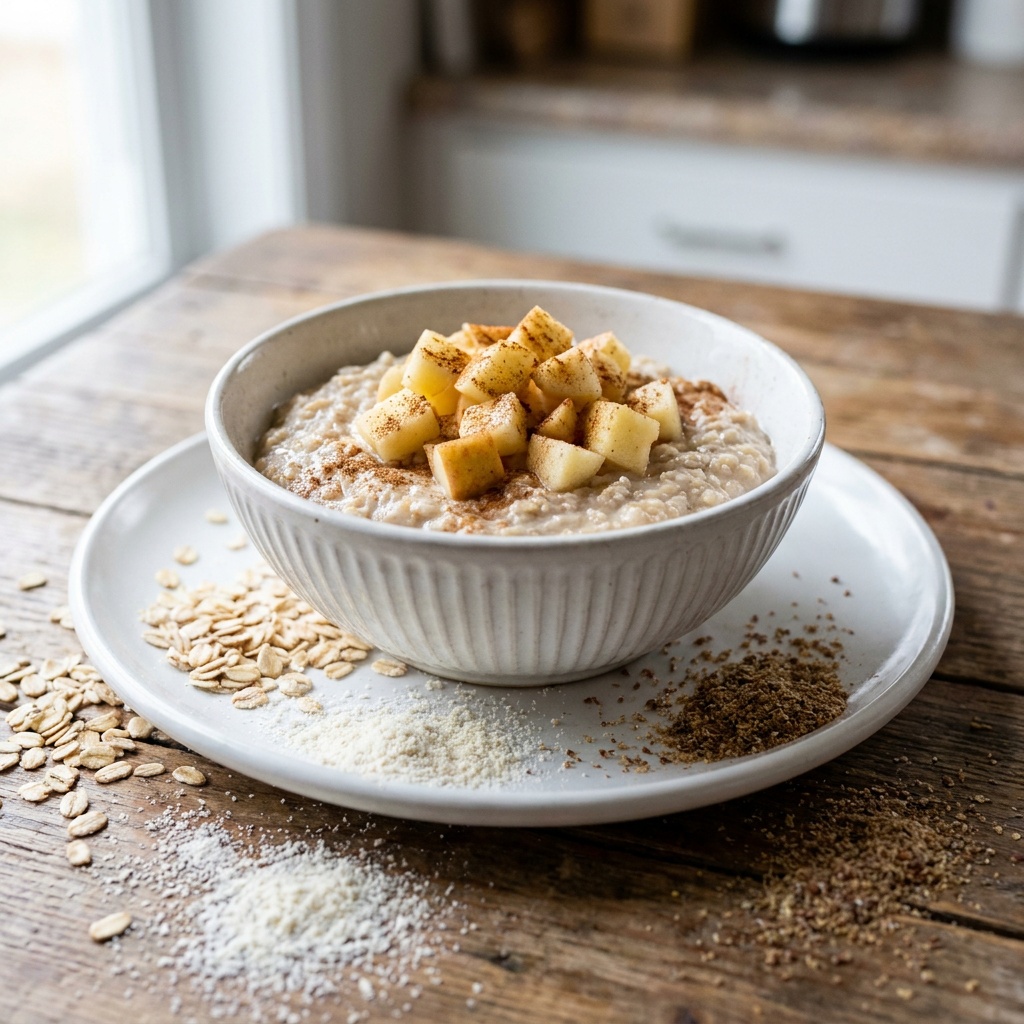 Porridge cru pomme-cannelle, préparé la veille