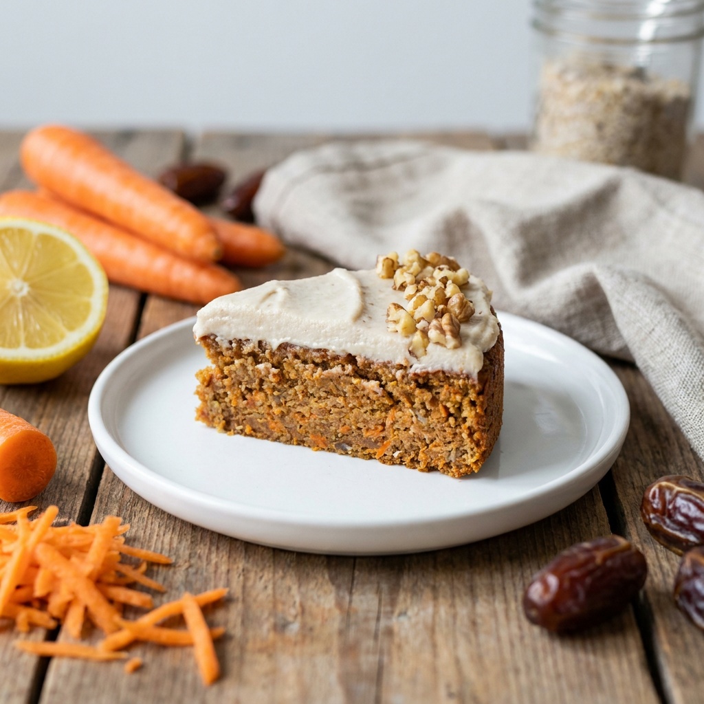 Raw Carrot Cake with Walnuts and Coconut Icing