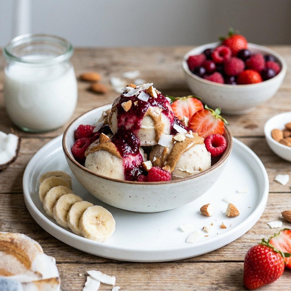 Sundae glacé beurre d'amande et confiture de chia