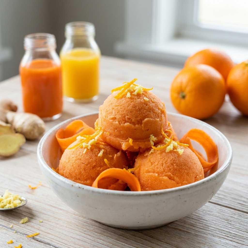 Sorbet carotte-orange et gingembre frais