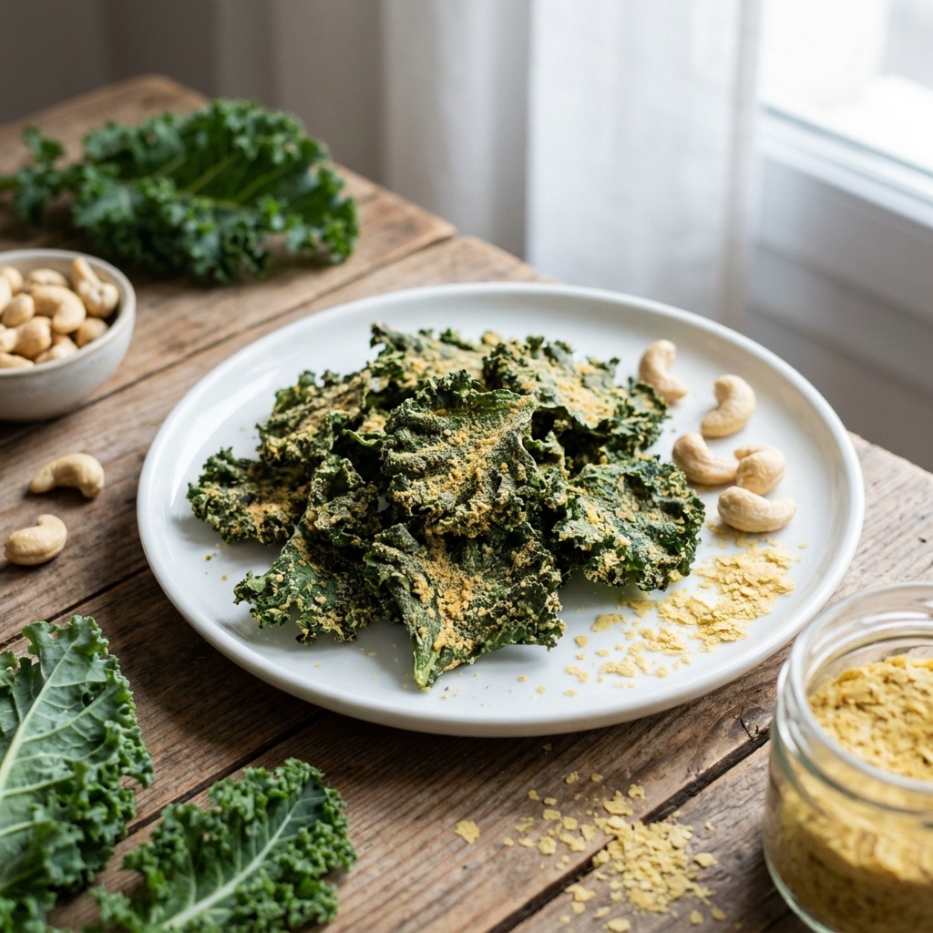Chips de chou kale façon fromagère