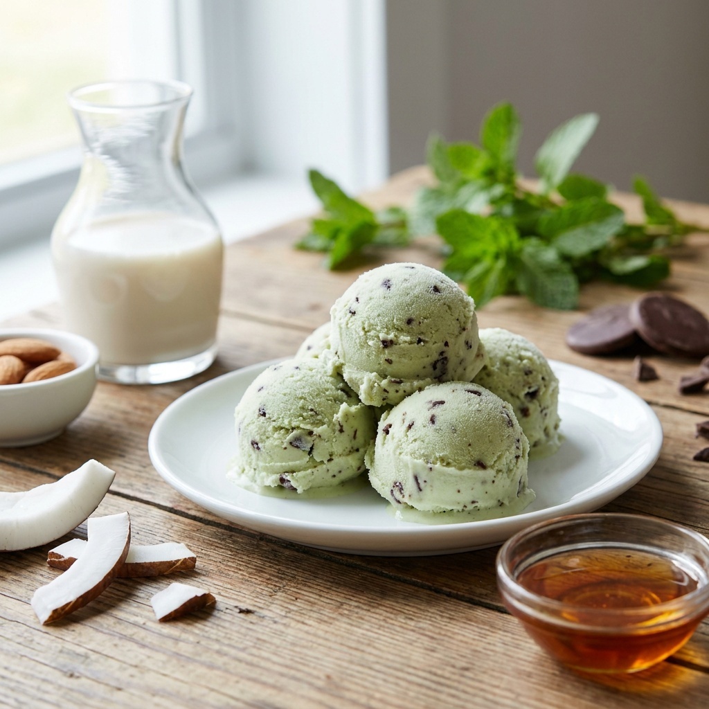 Glace crue à la menthe et pépites de chocolat