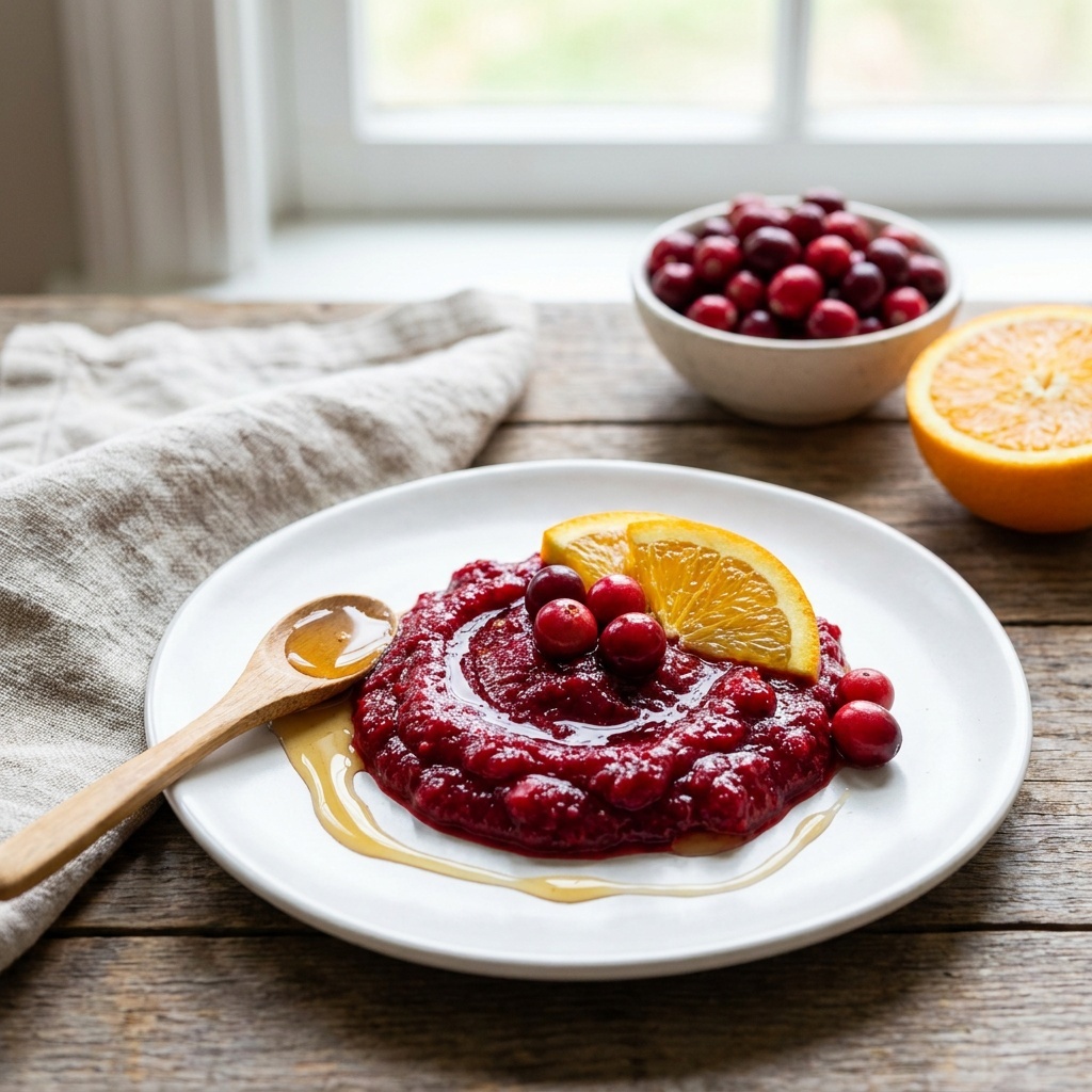 Sauce aux canneberges crues, miel et orange