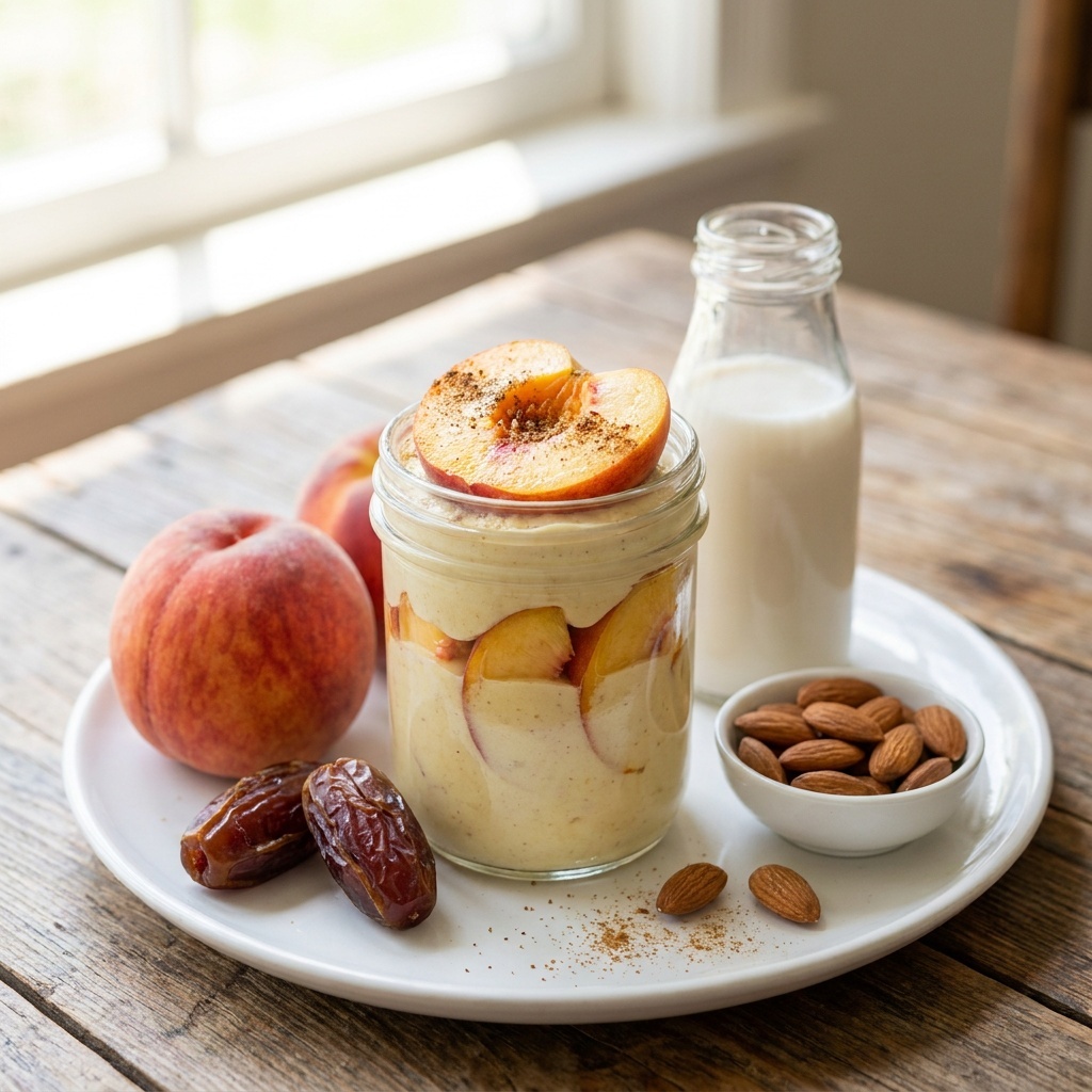 Smoothie pêche et crème, maca et vanille