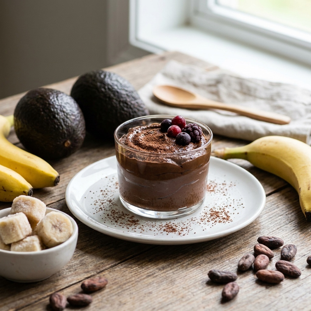 Mousse glacée chocolat-banane à l'avocat
