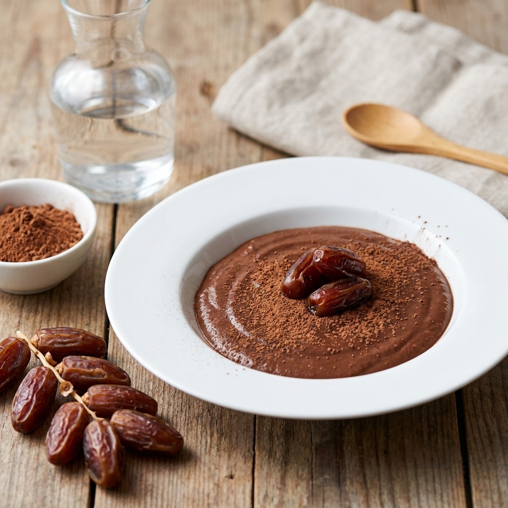 Pudding chocolat cru minute aux dattes