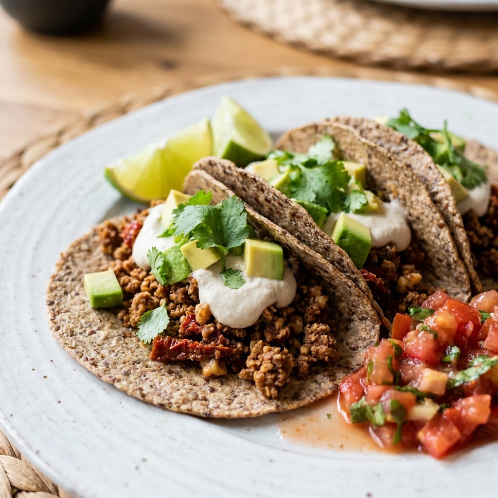 Fiesta mexicaine crue : tortillas, « viande » végétale et crème fermentée