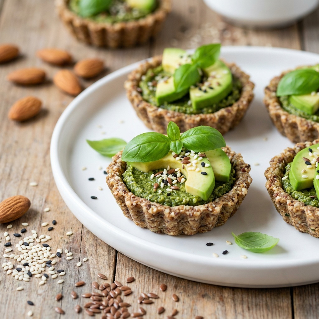 Mini-crostatine al pesto e avocado