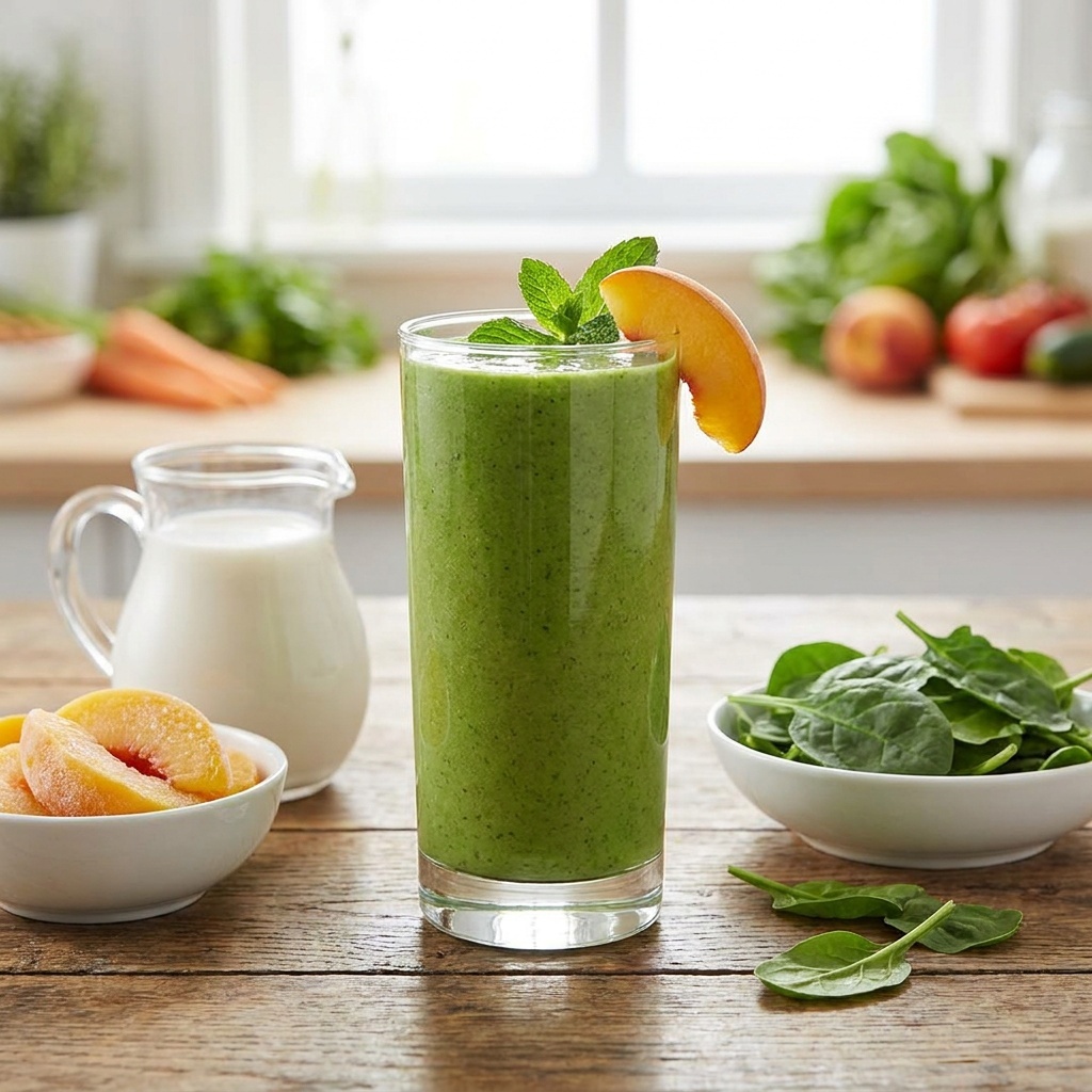 Smoothie verde alla pesca
