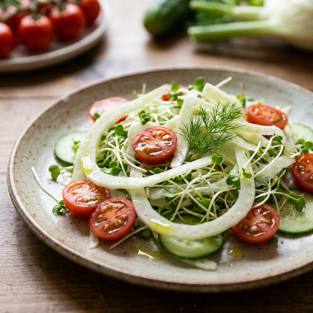 Insalata estiva fresca con finocchio e pomodorini