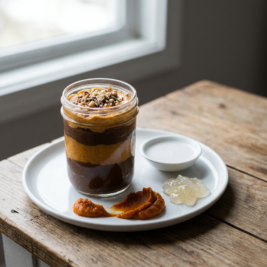 Schoko-Kürbis-Pudding im Glas mit Avocado